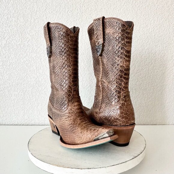 Lane Boots Shoes - Lane BAD HABITS Brown Cowboy Boots Womens 7.5 Western Snip Toe Leather Cowgirl